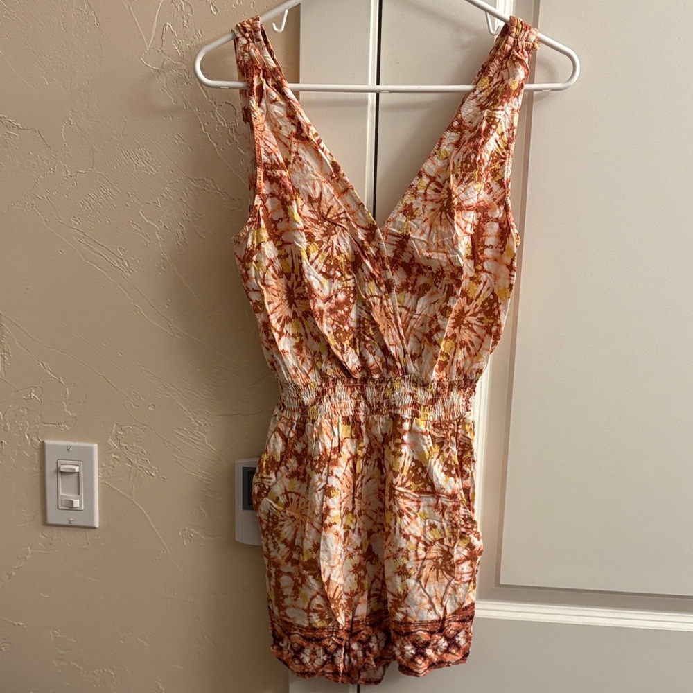 BeBop Orange and Brown Tie-Dye Romper